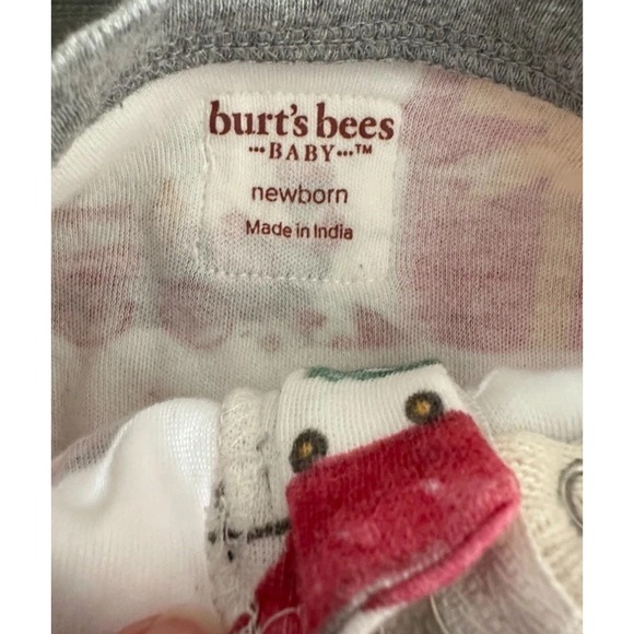 Lot Of 3 Pcs Burt's Bees Organic Cotton NB Newborn Baby Sleepers Paisley Floral - Picture 5 of 9